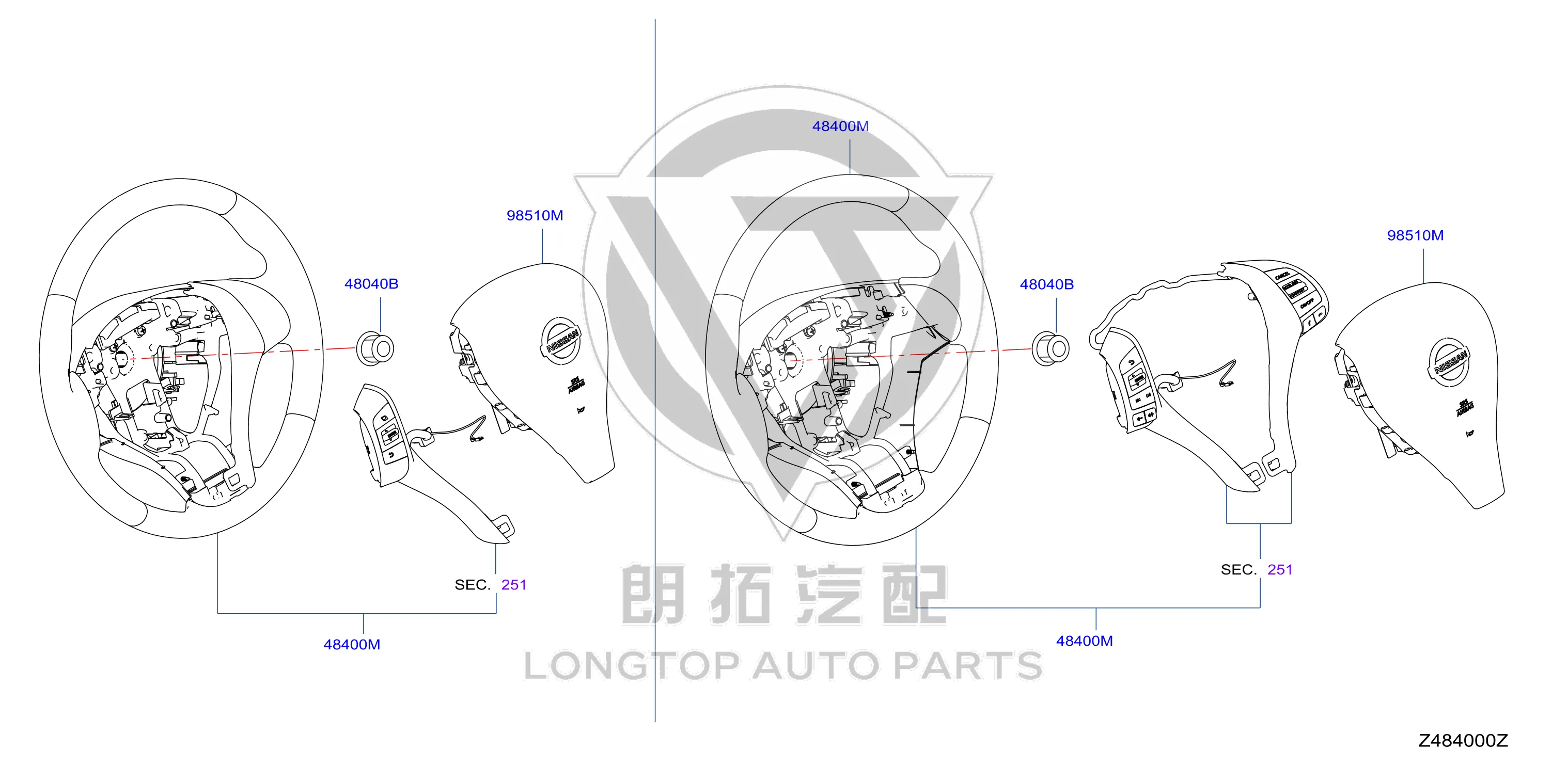 Driver's Airbag K851M-4DW0A K851M4DW0A for Nissan