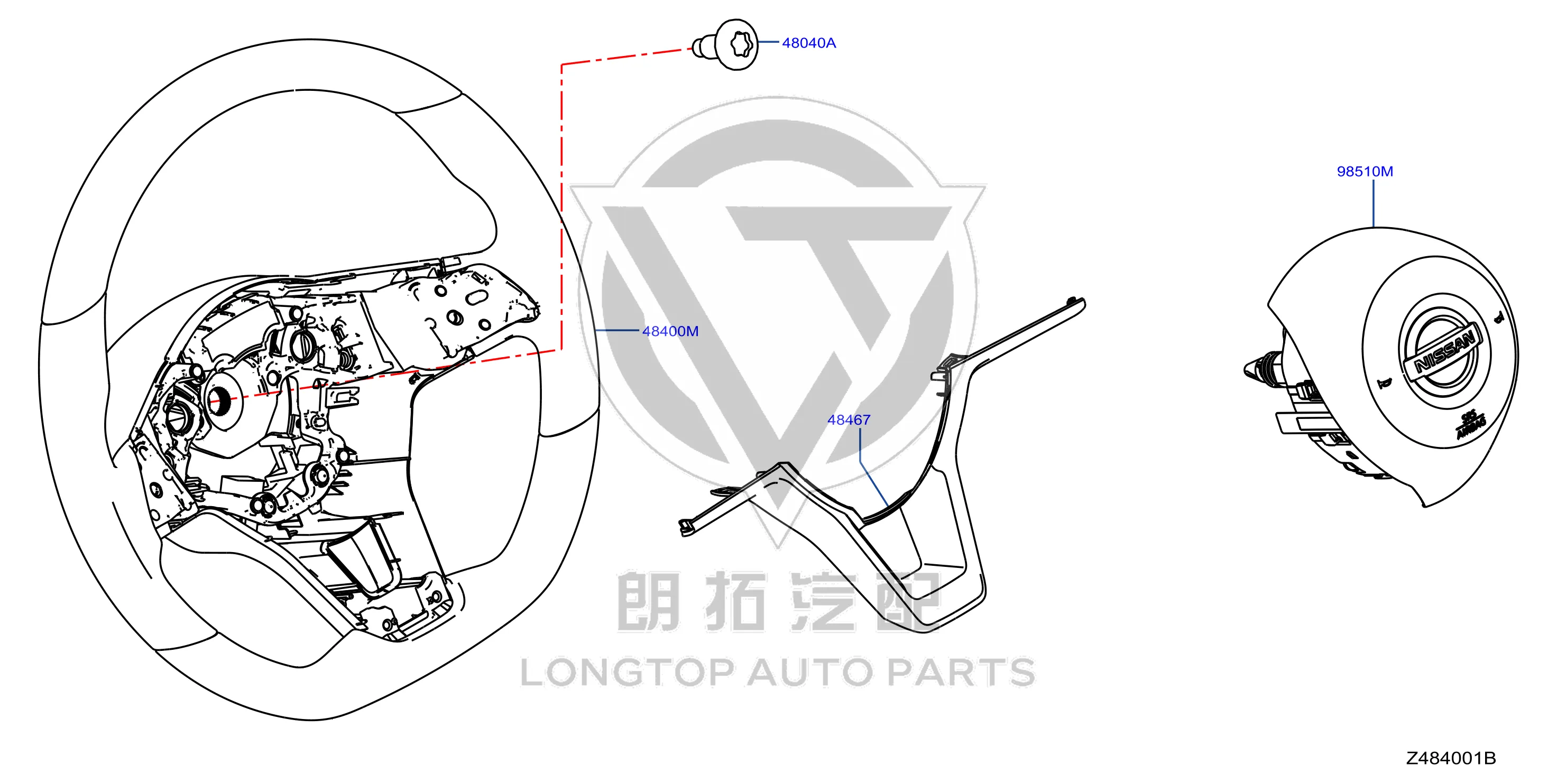 Driver's Airbag K851M-6LA0A K851M6LA0A for Nissan