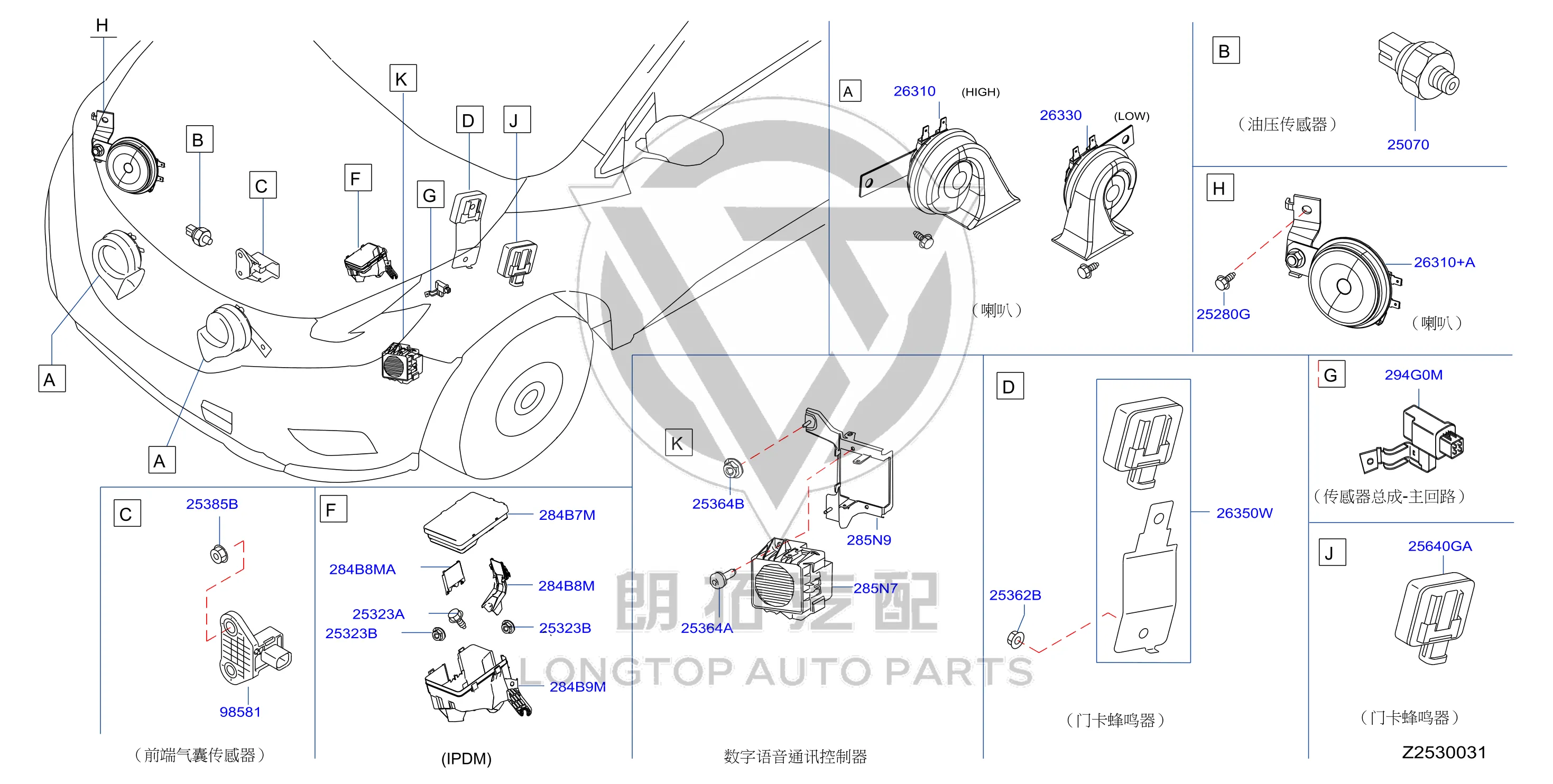Front Airbag Sensor (Middle) K8581-3TS0A K85813TS0A for Nissan