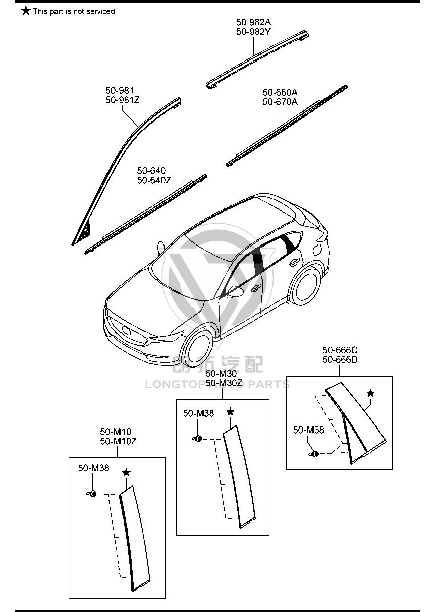 Front door outer glass trim (upper left) KD5H5-0985A KD5H50985A for Mazda CX-5