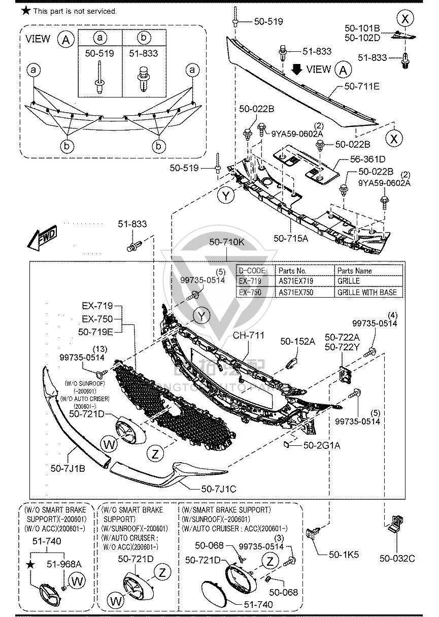 Panel, grille (night suit only) AS71C-H7111 AS71CH7111 for Mazda CX-5