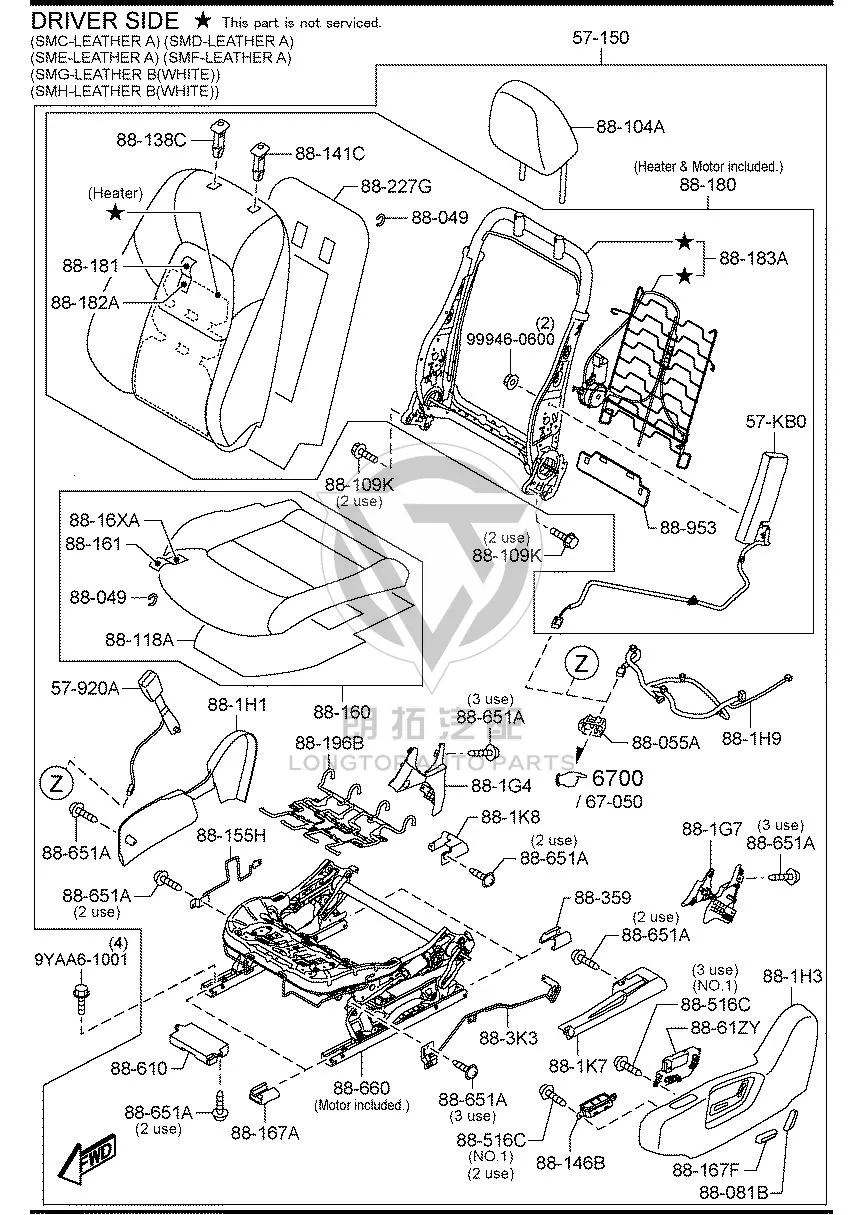 Driver’s Seat Base Frame KD5L8-8AF0 KD5L88AF0 for Mazda CX-5