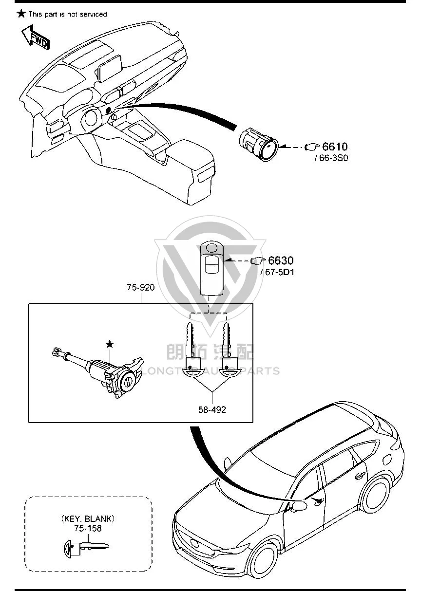 Front Door Lock Cylinder (Left) KDY07-6220 KDY076220 for Mazda CX-5