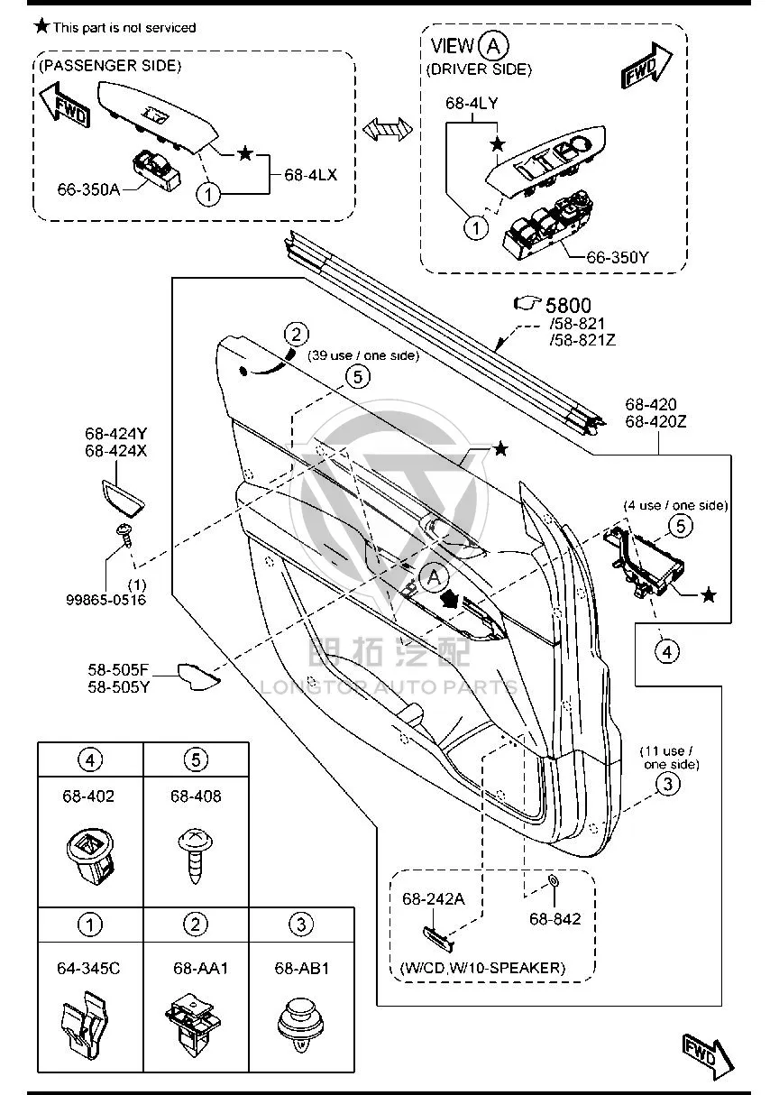 Front Door Window Lift Switch KF9C6-6350A KF9C66350A for Mazda CX-5