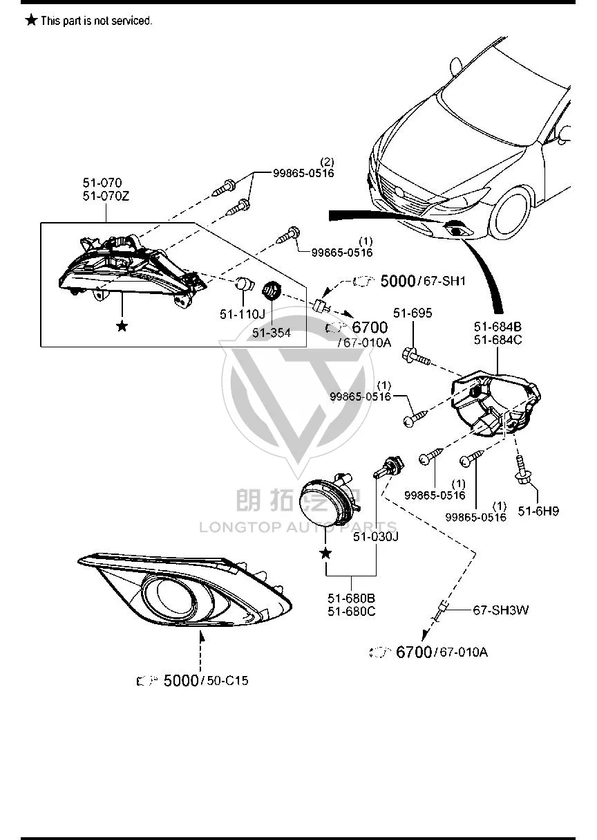 Front Turn Signal Lamp (Right) BKC35-1350 BKC351350 for Mazda MAZDA3 AXELA