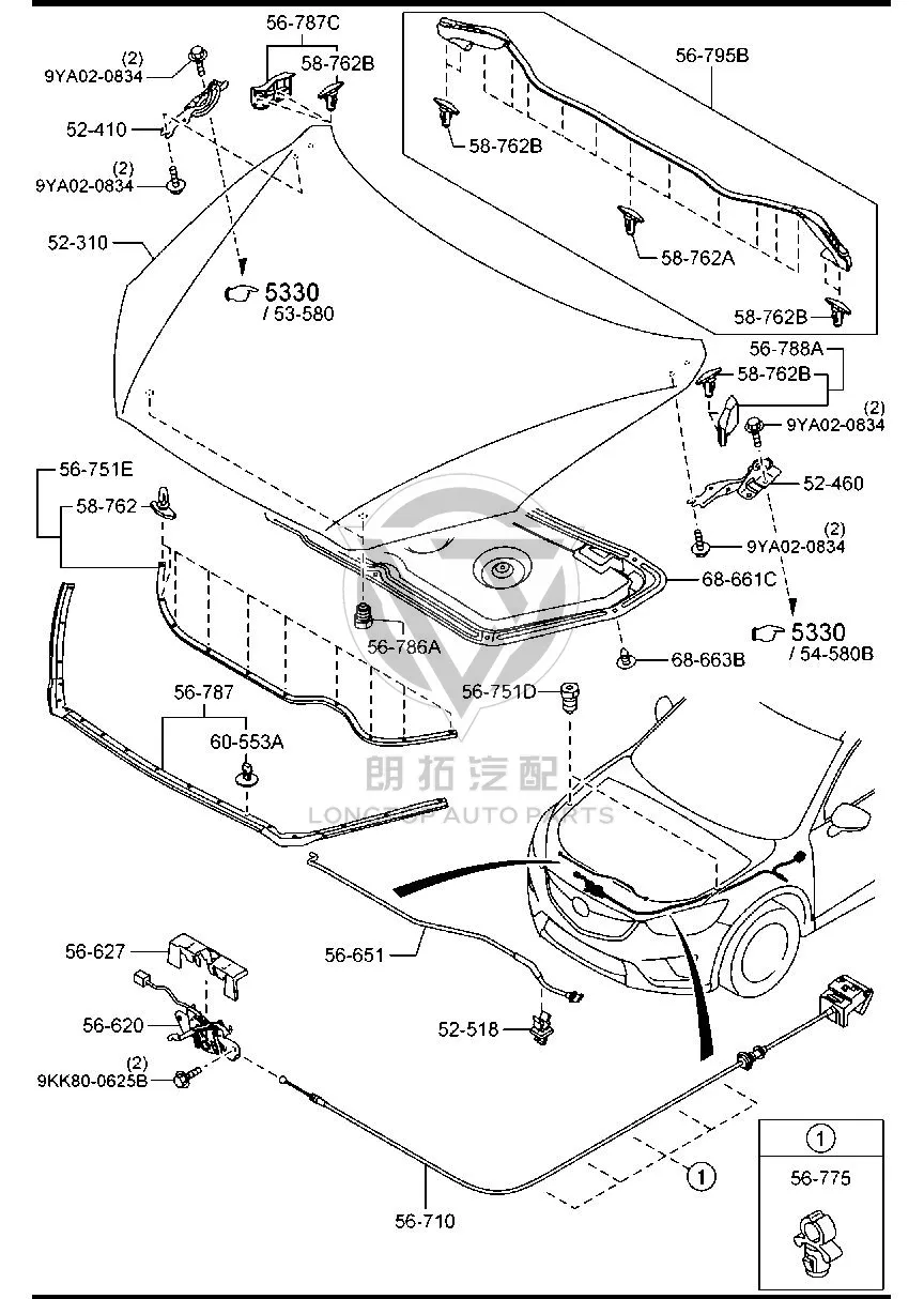 Front Hood Liner KR115-66810 KR11566810 for Mazda CX-5