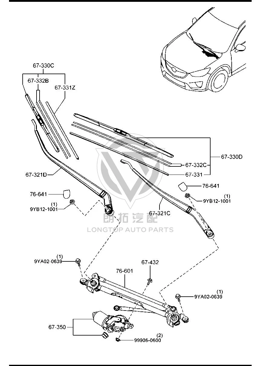 Front windshield wiper motor KR116-73400 KR11673400 for Mazda CX-5