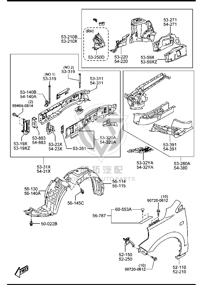 Front Fender Lining (Right Rear) LT115-61311 LT11561311 for Mazda 8