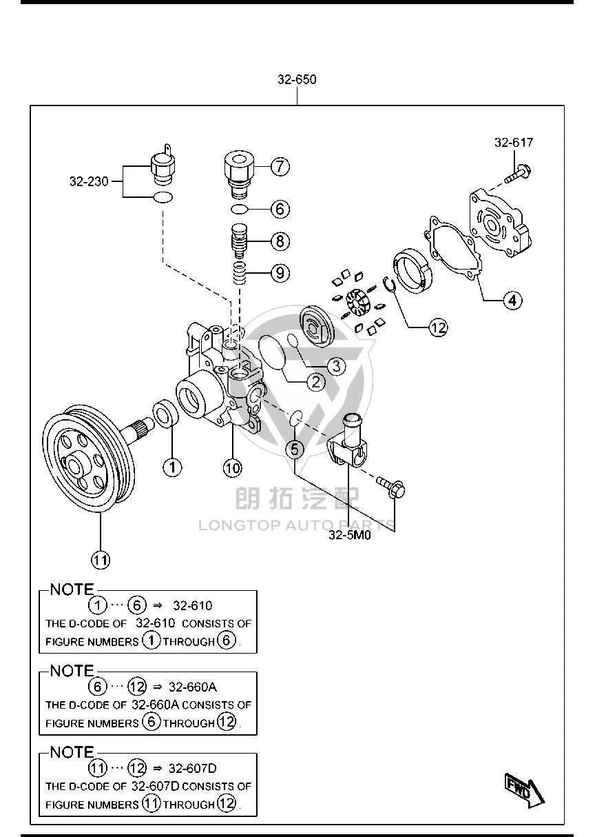 Power Steering Pump LT213-26500 LT21326500 for Mazda MAZDA8