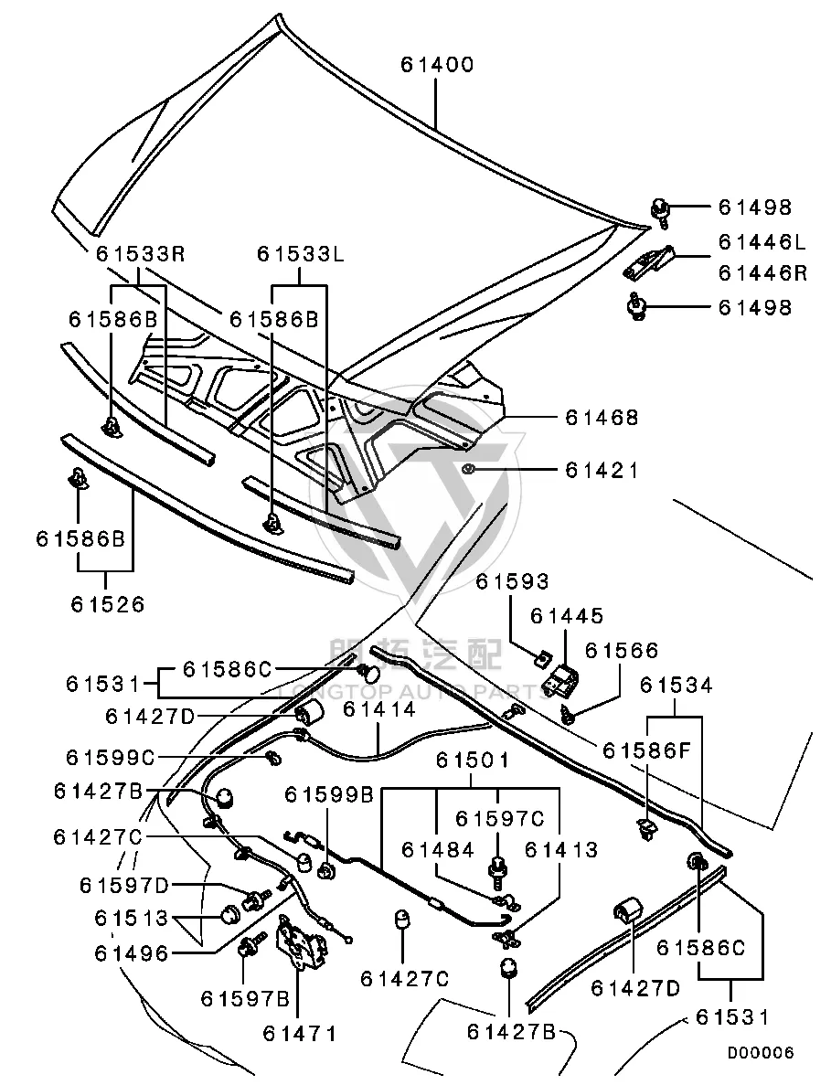 Support rod clip MB889-049 MB889049 for Mitsubishi V87W