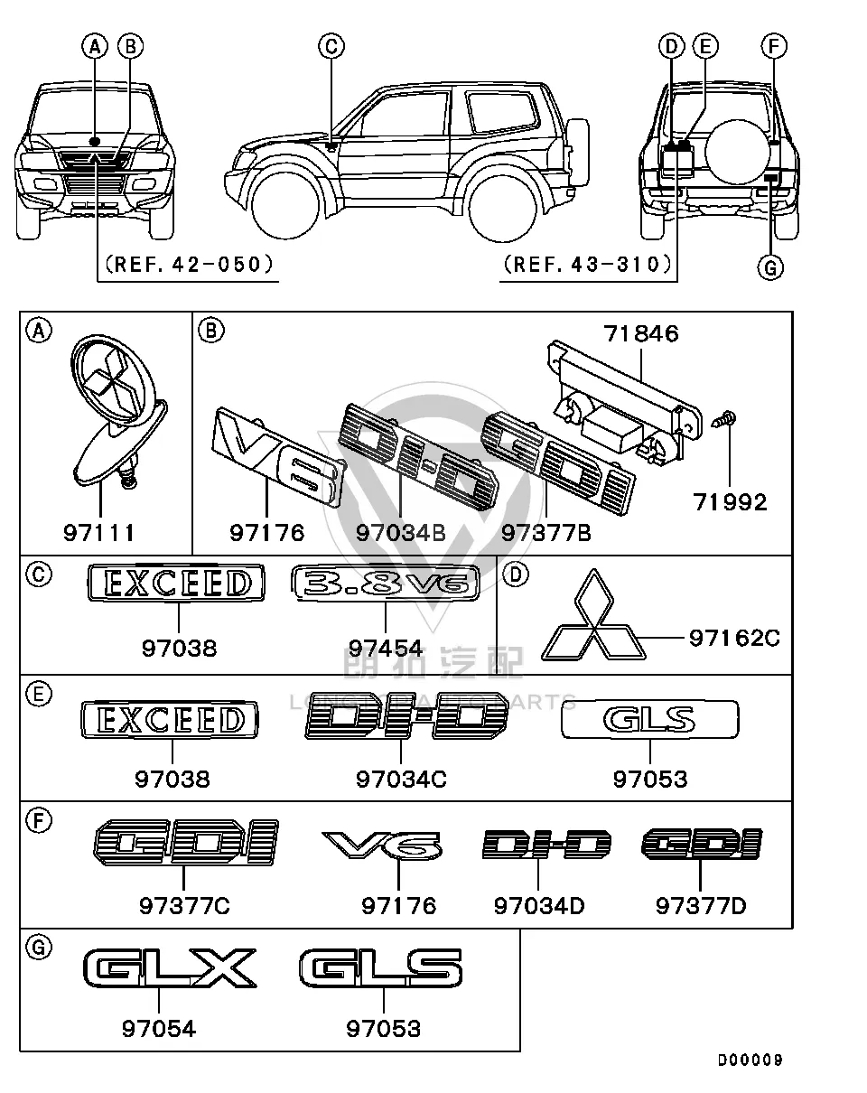 Tailgate Lettering MN146-69494 MN14669494 for Mitsubishi V87W