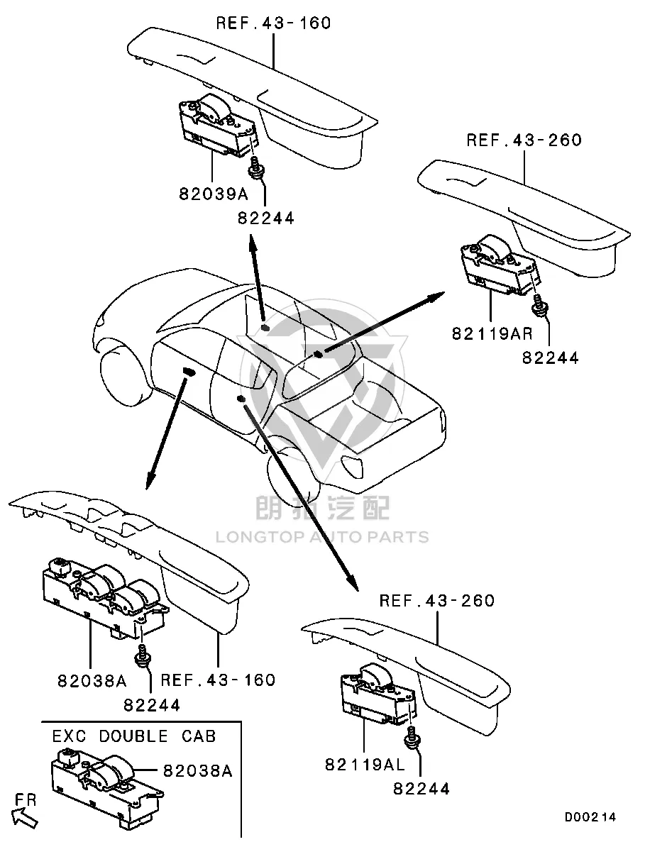 Front door window lift switch (left) MR587-952 MR587952 for Mitsubishi KA4T