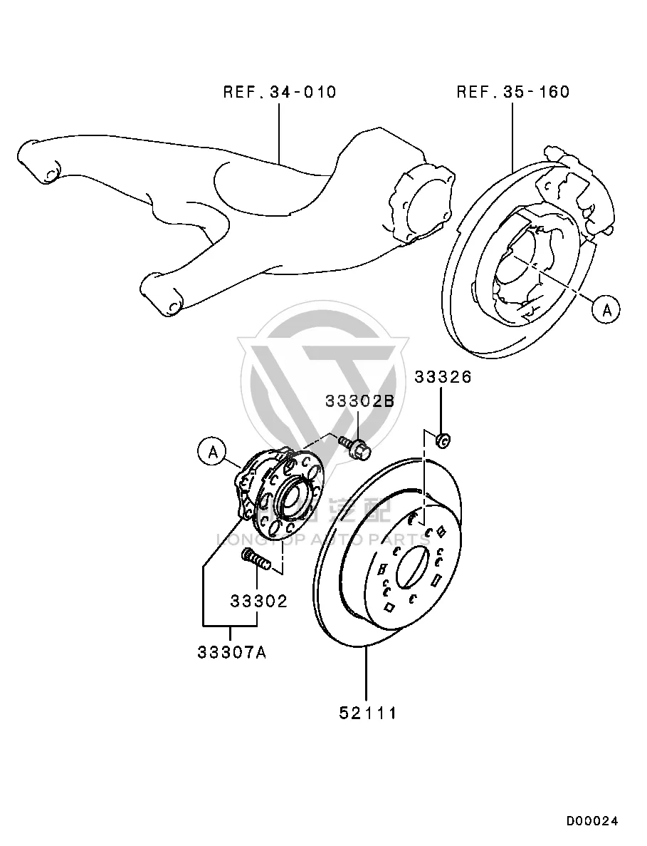 Rear Wheel Axle Hub (Right) MR594-44443 MR594443 for Mitsubishi NA4W