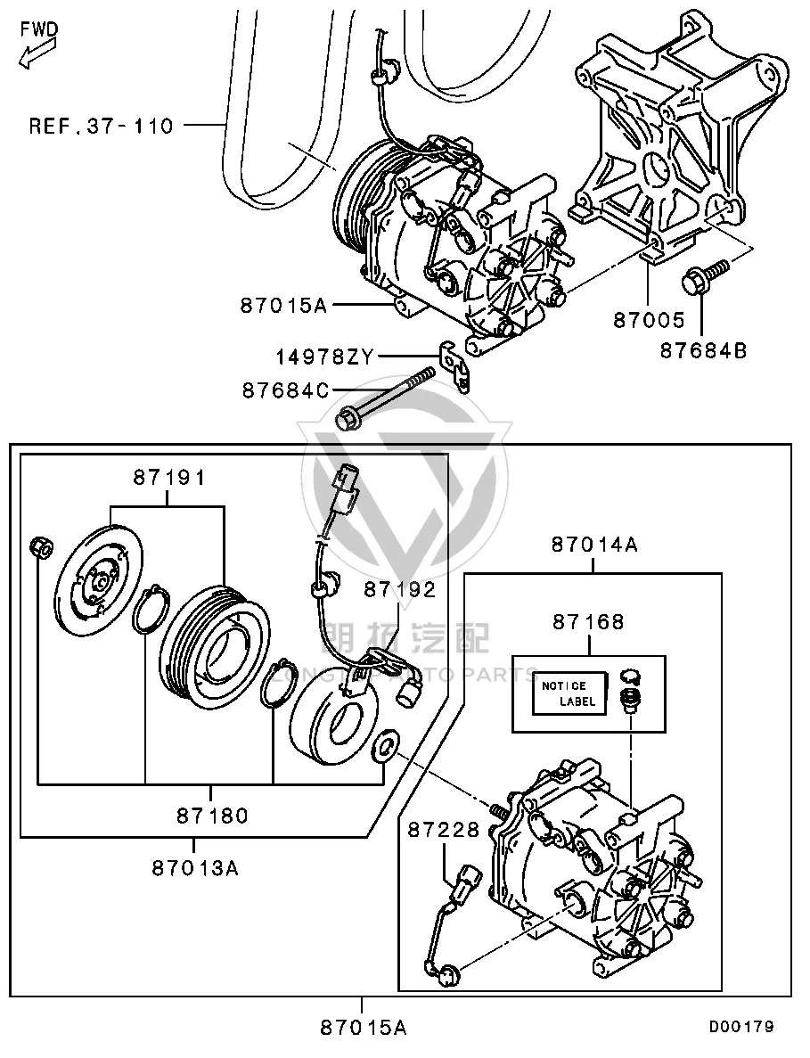 Air Conditioning Pump Assembly MR958-135 MR958135 for Mitsubishi NA4W