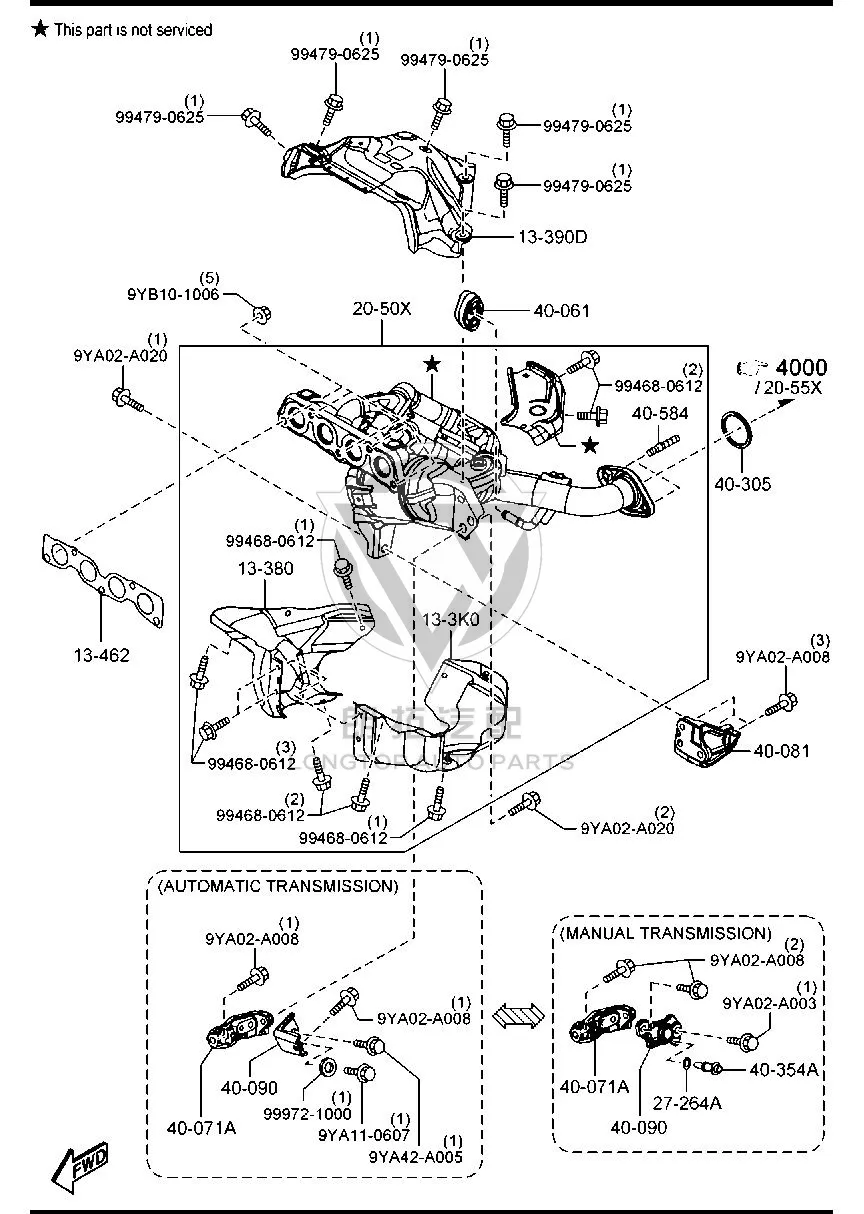 Exhaust Manifold P5302-050X P5302050X for Mazda Mazda3 Axela