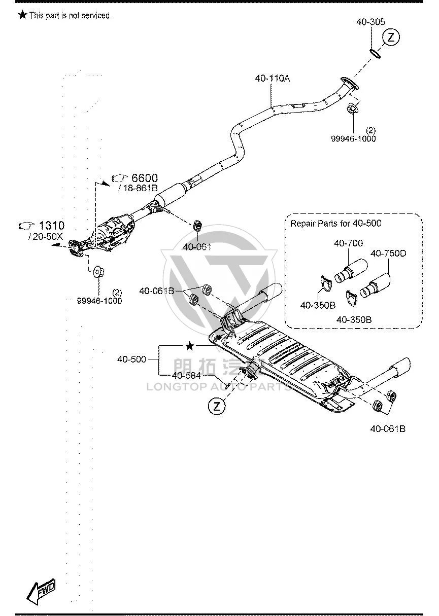 Exhaust Pipe Hanger (Rear) HF154-0061 HF1540061 for Mazda CX-50