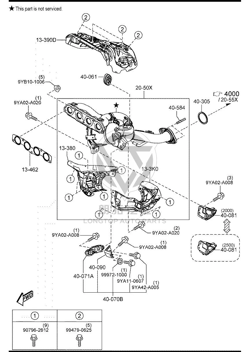 Exhaust Manifold PE6P2-050X PE6P2050X for Mazda MAZDA6 ATENZA