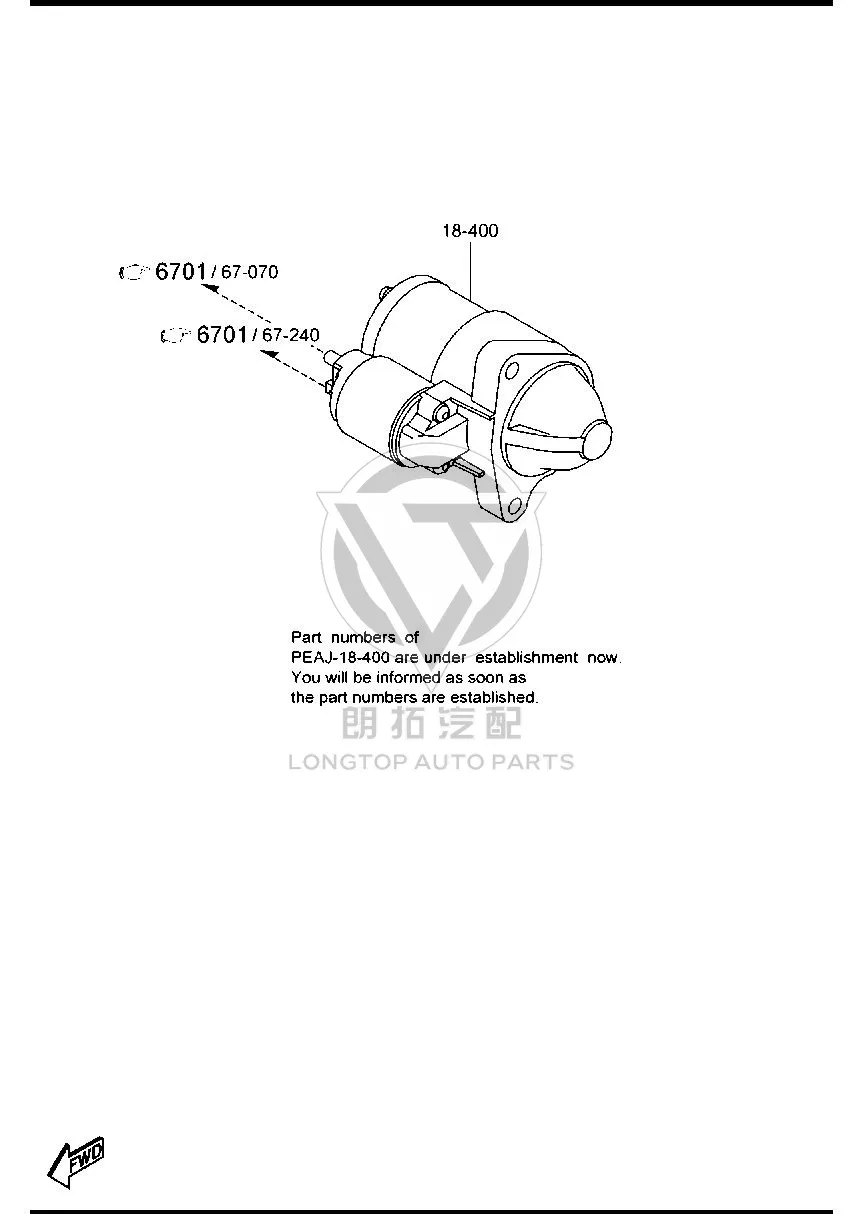 Starter Motor PEAJ1-8400 PEAJ18400 for Mazda MAZDA6 ATENZA