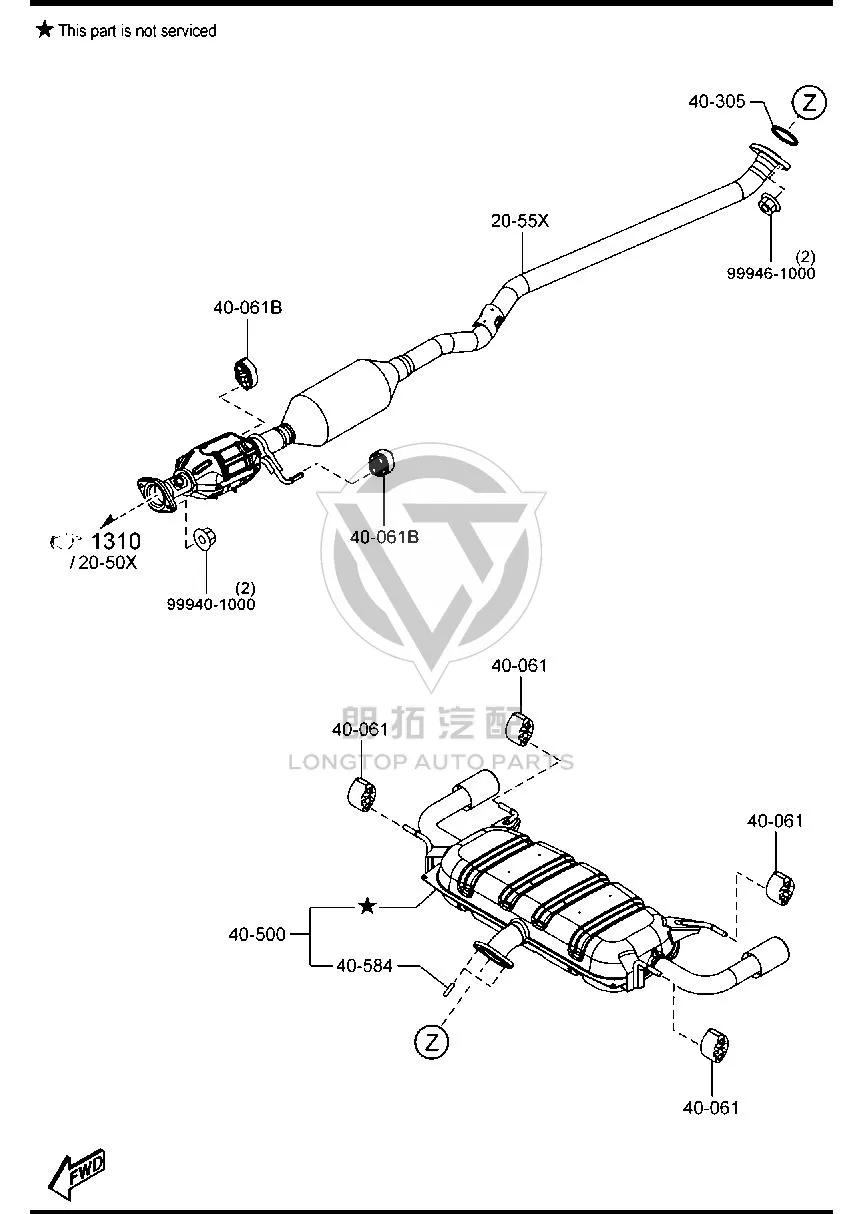Exhaust Pipe (Rear) PEH84-01000 PEH8401000 for Mazda CX-4
