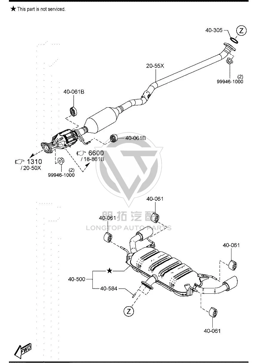 Exhaust pipe (rear) PEHM4-01000 PEHM40100 for Mazda CX-4