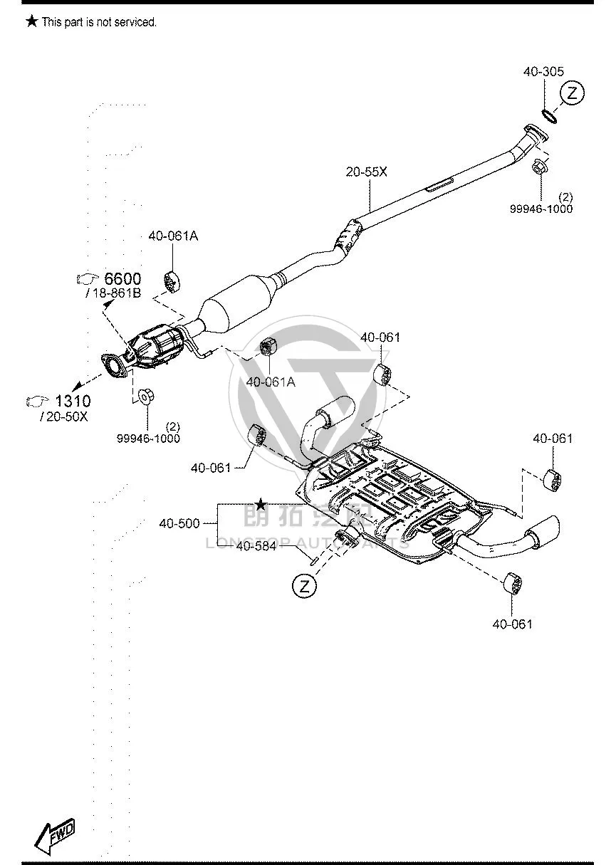 Exhaust pipe (rear) PY2D4-0100 PY2D40100 for Mazda MAZDA6