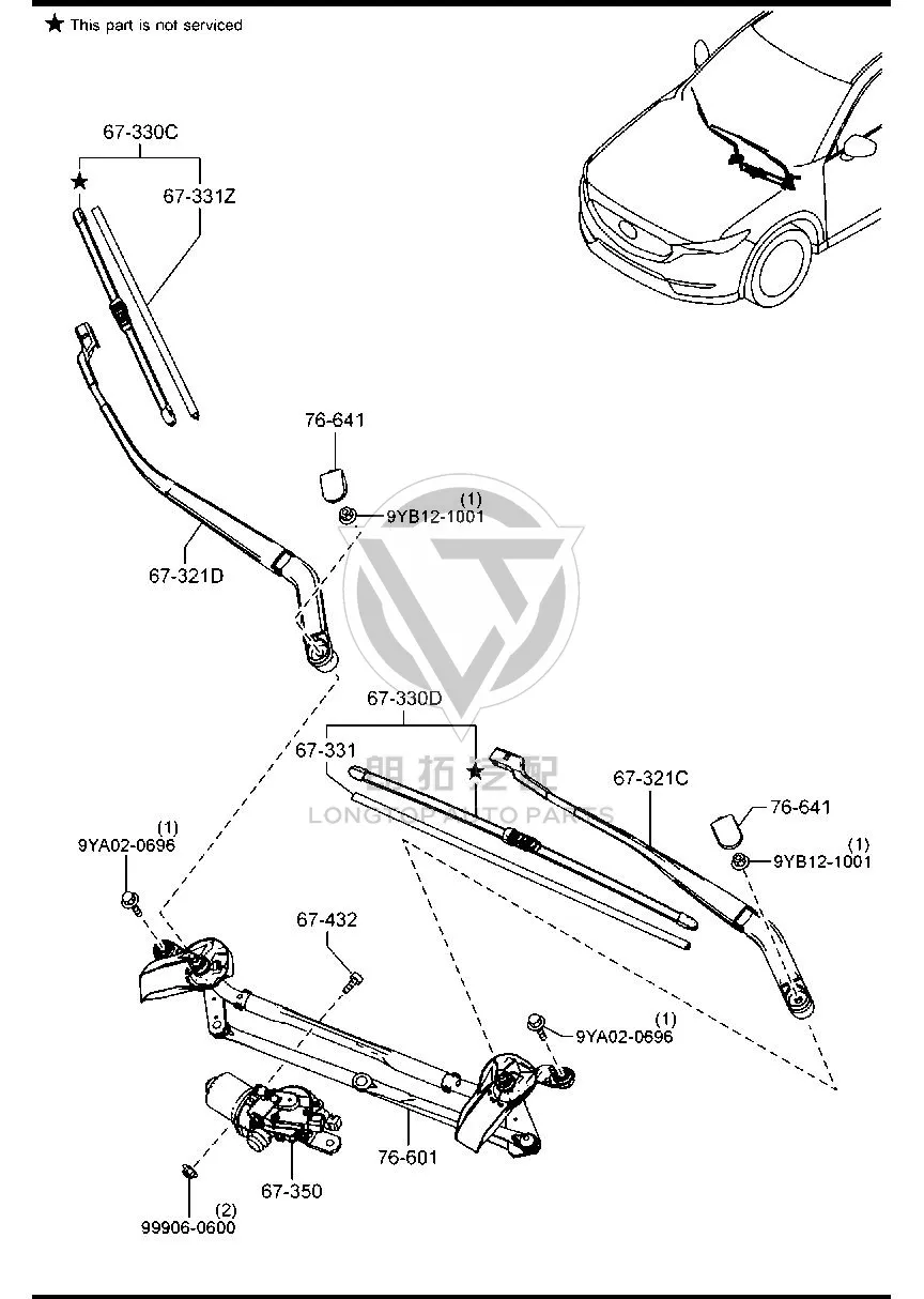 Front windshield wiper motor TK786-7340A TK7867340A for Mazda CX-5
