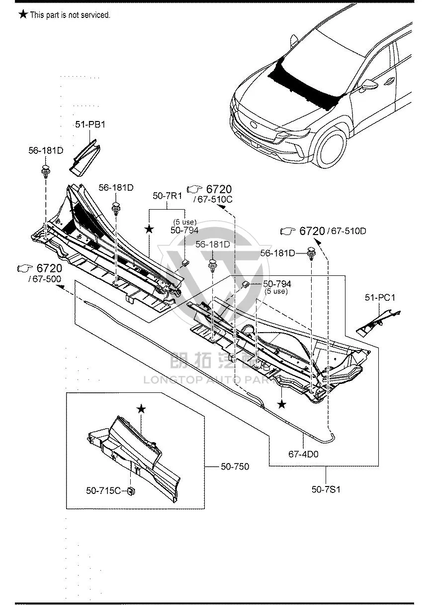Front Windshield Rain Deflector VC735-07R00 VC73507R00 for Mazda CX-50